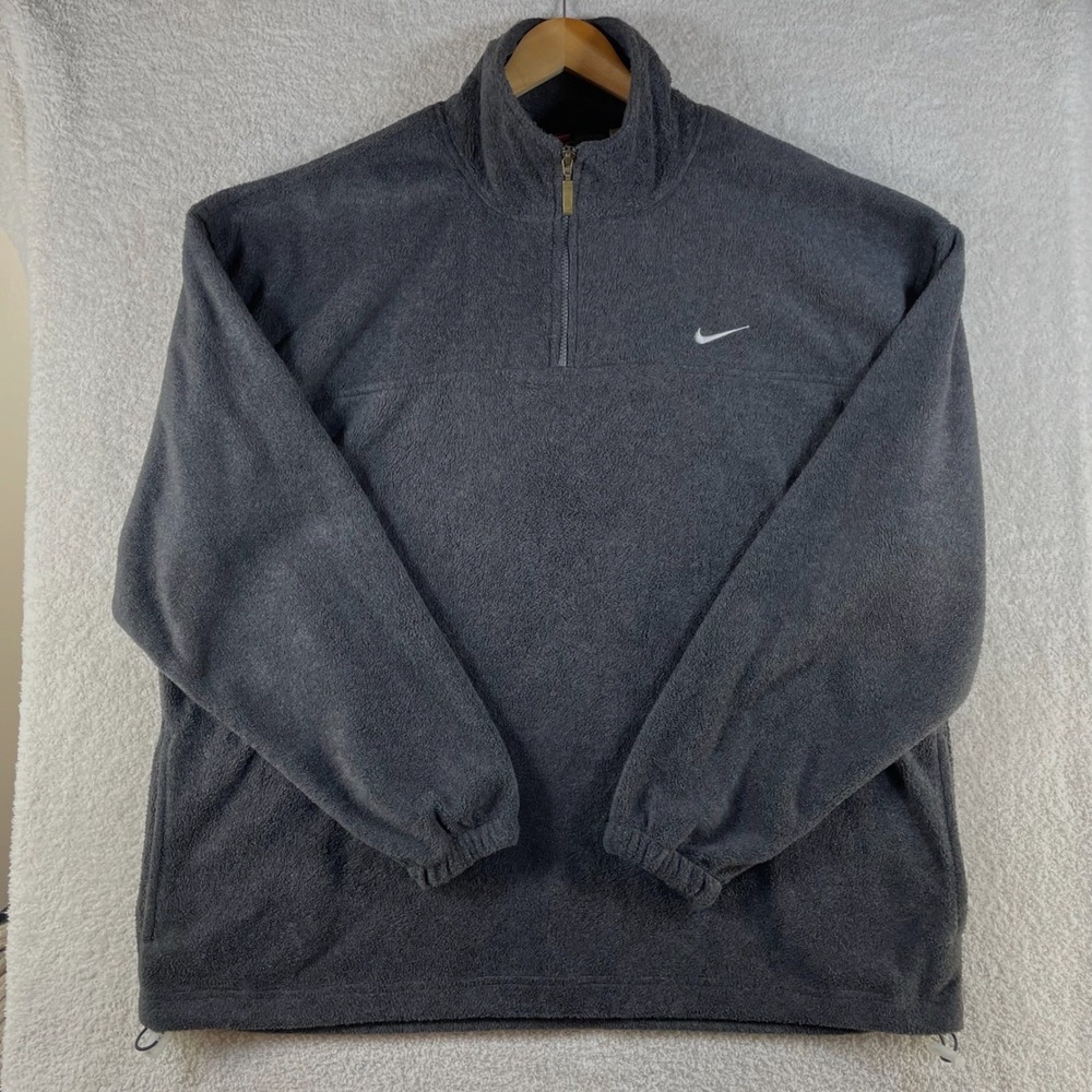 vintage 1990s nike black tag fleece 1/4 zip pullover XL made in usa mini swoosh
